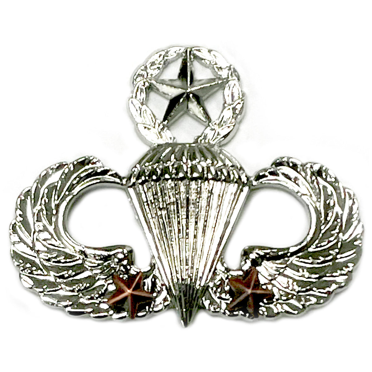 イギリス軍パラシュート兵インストラクタージャケットバッジ付き Combat Parachutists (Jump Wings) 2 Jumps Master Brite Pin-on Army