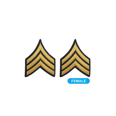 E5 Sergeant Gold on Blue Sew-on - Small-Female - Insignia Depot