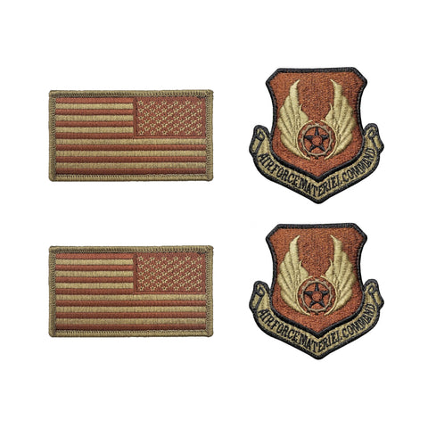 U.S. Air Force Material Command OCP Spice Brown Patch and Flag Bundle - Insignia Depot