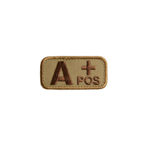 A+ Blood Type Desert Patch with Hook Fastener - Insignia Depot