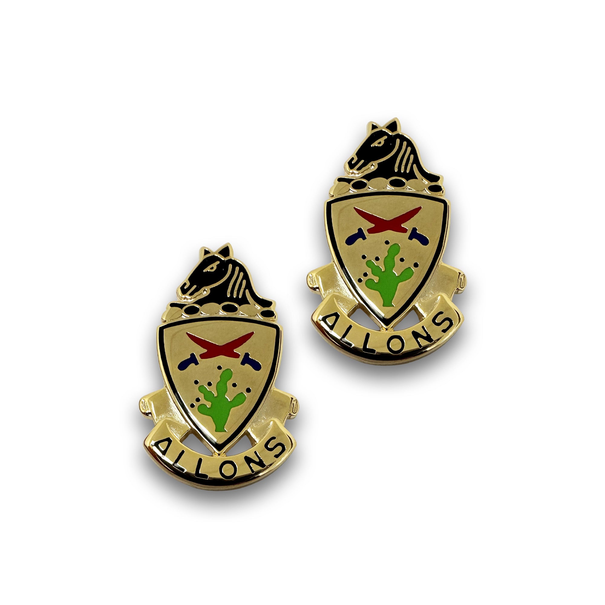 11th Armored Cavalry Regiment Crest "Allons" (pair)