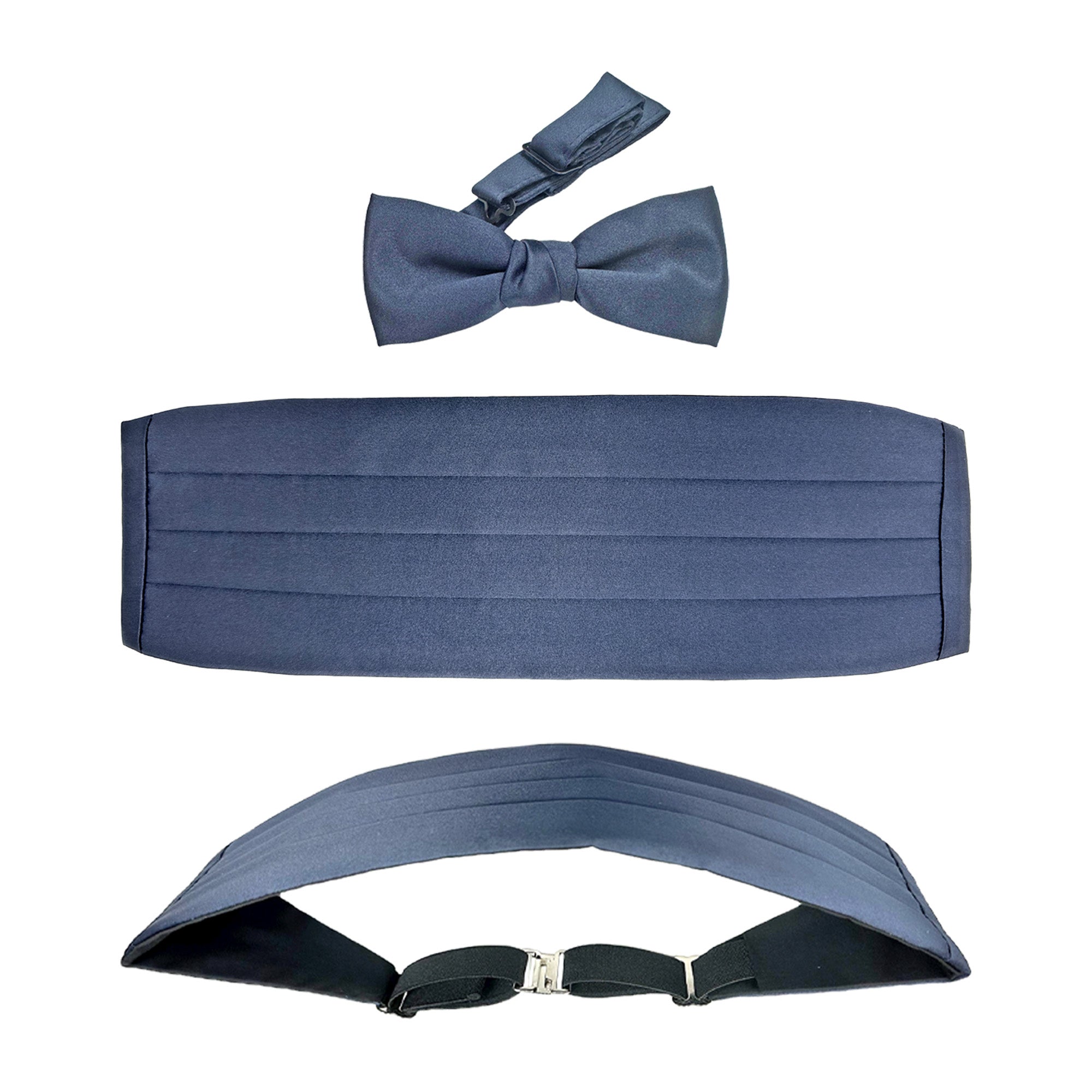 U.S. Air Force Blue Satin adjustable bow tie with band and Blue Satin Cummerbund (Male) U.S. Air Force Blue Satin adjustable bow tie with band and Blue Satin Cummerbund (Male)