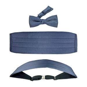 U.S. Air Force Blue Satin adjustable bow tie with band and Blue Satin Cummerbund (Male)