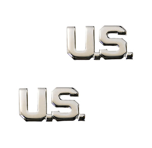 U.S. Air Force Officer U.S. Letters Brite Pin-On (Mirror Silver) (pair)