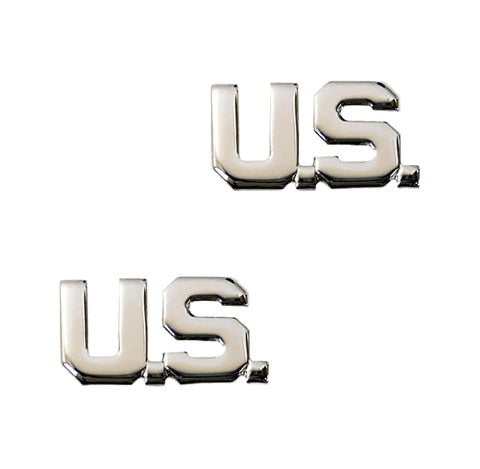 U.S. Air Force Officer U.S. Letters Brite Pin-On (Mirror Silver) (pair)