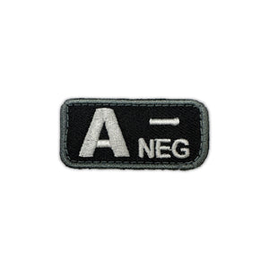 A- Blood Type Patch SWAT/TAC W/ Hook Fastener