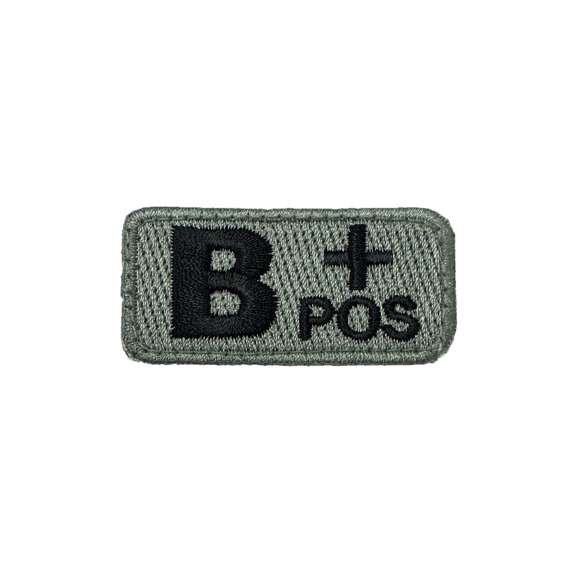 B+ Blood Type Patch Foliage Green with Black Letters W/ Hook Fastener