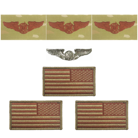 US Air Force Enlisted Aircrew Basic with OCP Spice Brown Reverse Flag Bundle - Insignia Depot