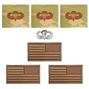 US Air Force Parachutist Basic with OCP Spice Brown Reverse Flag Bundle - Insignia Depot