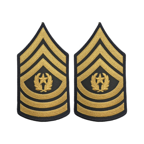 E9 Command Sergeant Major Gold on Blue Sew-on - Large-Male - Insignia Depot