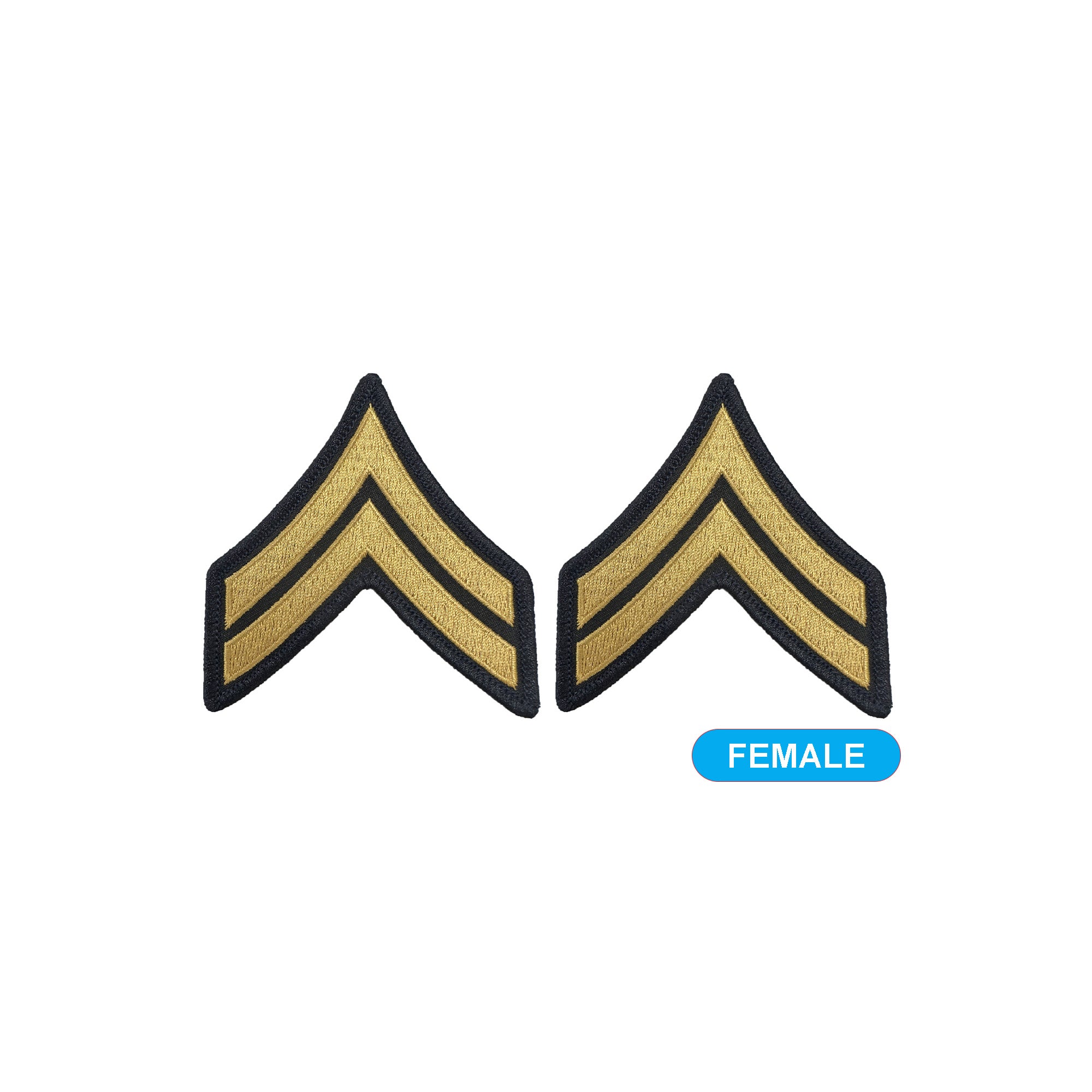 E4 Corporal Gold on Blue Sew-on - Small-Female - Insignia Depot