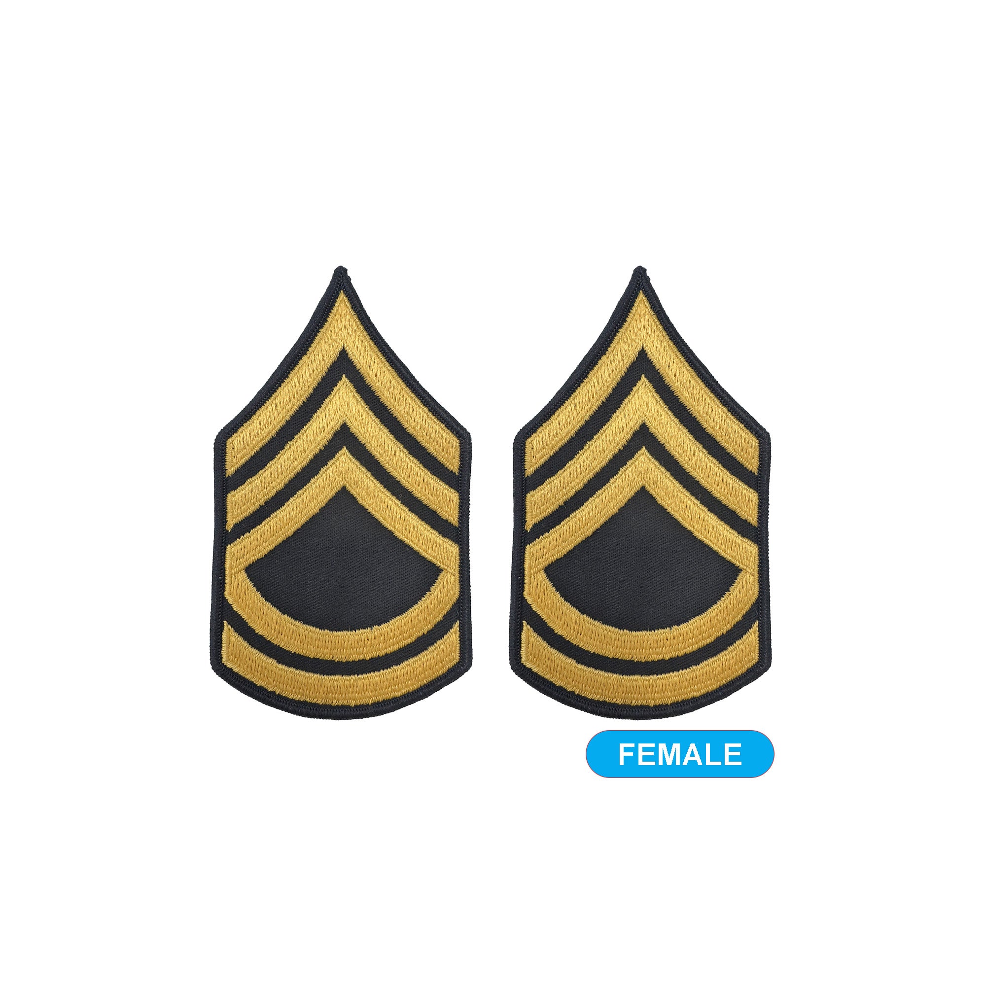 E7 Sergeant First Class Gold on Blue Sew-on - Small-Female - Insignia Depot