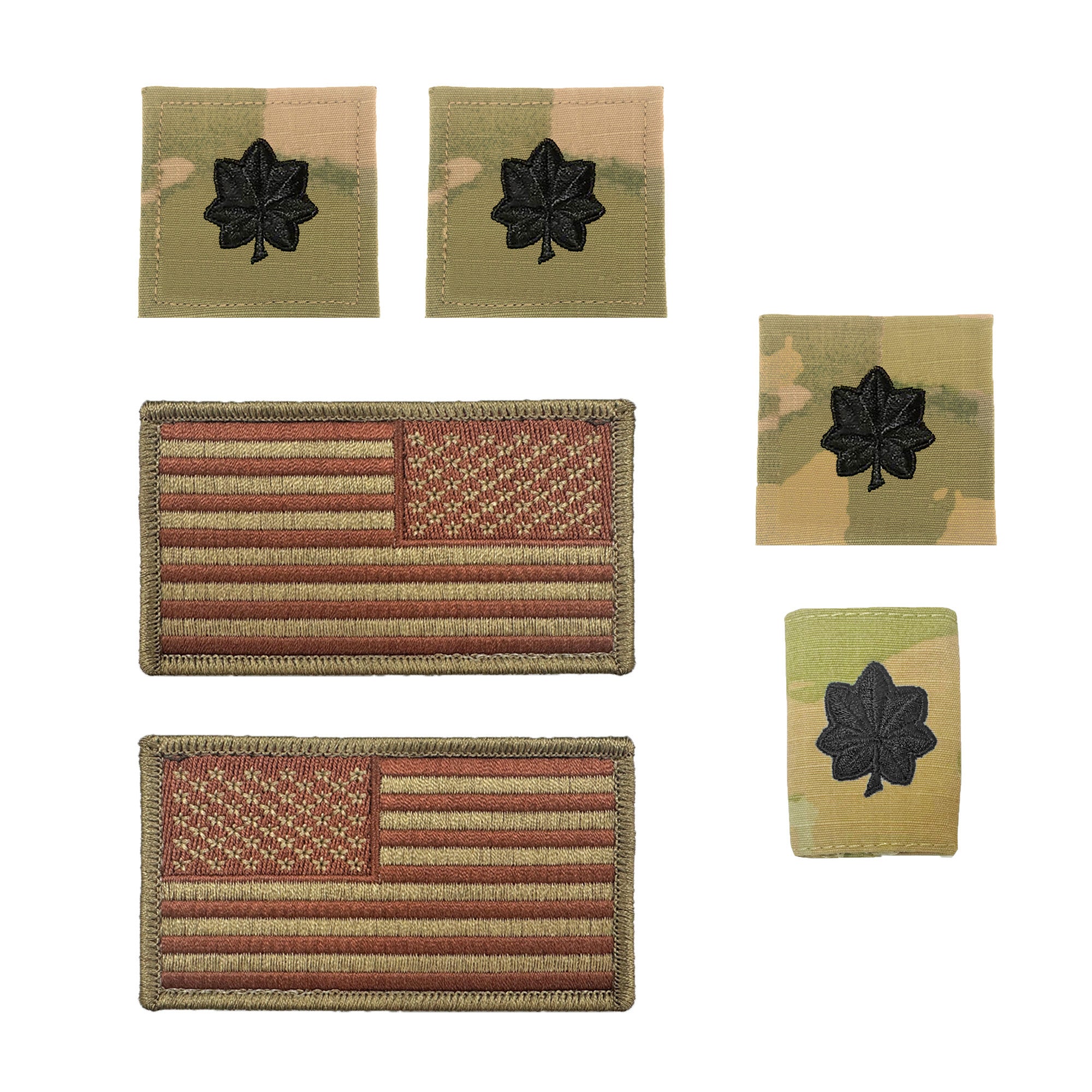 US Air Force Lieutenant Colonel Rank and Reverse OCP Spice Brown Flag Bundle  - Insignia Depot