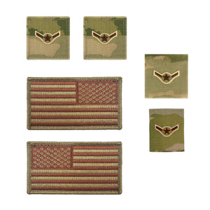 US Air Force Airman Rank and Reverse OCP Spice Brown Flag Bundle  - Insignia Depot