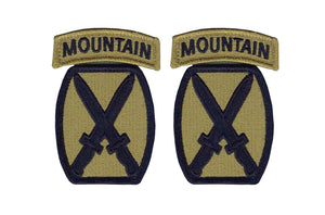 10th Mountain OCP Patch with Hook Fastener and Mountain Tab  (pair) - Insignia Depot