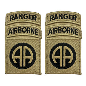 82nd Airborne with Airborne And Ranger Tabs Sewn Together  OCP Patch with Hook Fastener (pair) - Insignia Depot