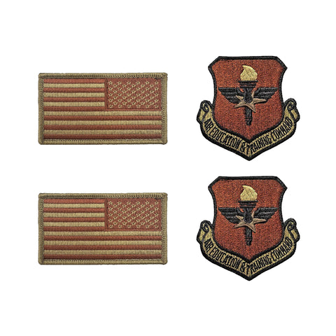 US Air Force Air Education and Training Command OCP Spice Brown Patch and Flag Bundle - Insignia Depot