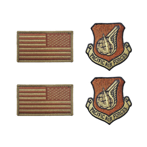 US Air Force Pacific Air Forces OCP Spice Brown Patch and Flag Bundle - Insignia Depot