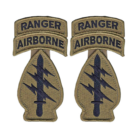 Special Forces OCP Patch with Ranger, Airborne Tabs (no space) with Hook Fastener (pair) - Insignia Depot