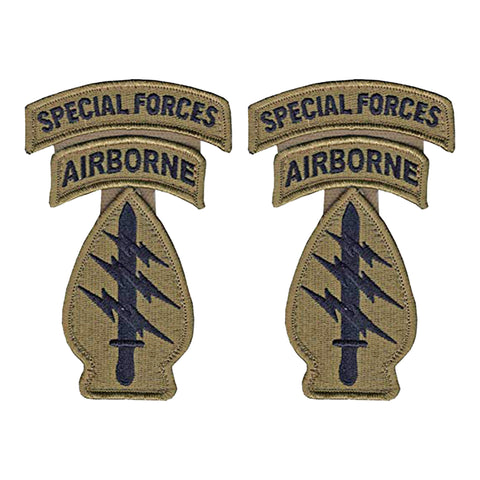 Special Forces OCP Patch with Special Forces & Airborne Tabs (spaced tabs) with Hook Fastener (pair) - Insignia Depot