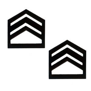 E6 ROTC Staff Sergeant Black Metal Rank Pin-on