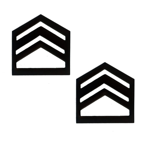 E6 ROTC Staff Sergeant Black Metal Rank Pin-on