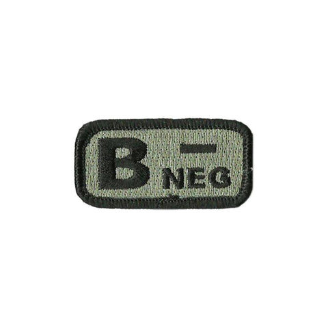 Blood Type Patch Foliage Green with Black Letters W/ Hook Fastener.