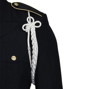 Army White Shoulder Cord with Silver Tip - Insignia Depot