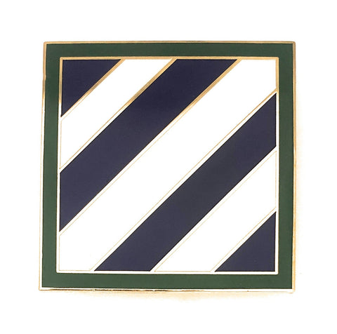 3rd Infantry Division /Large Pin 2”X 2” 3RD ID with Gold Plated Border - Insignia Depot