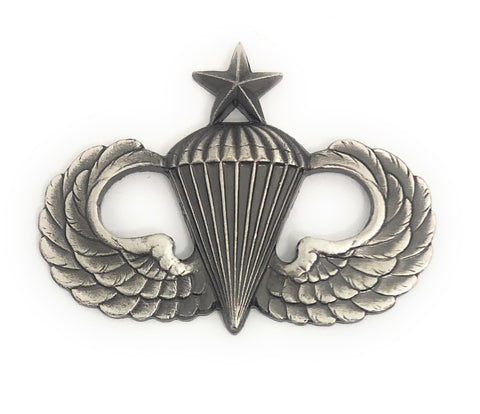 Jump Wing (Senior) Silver-Ox Pin-On Badge - Insignia Depot