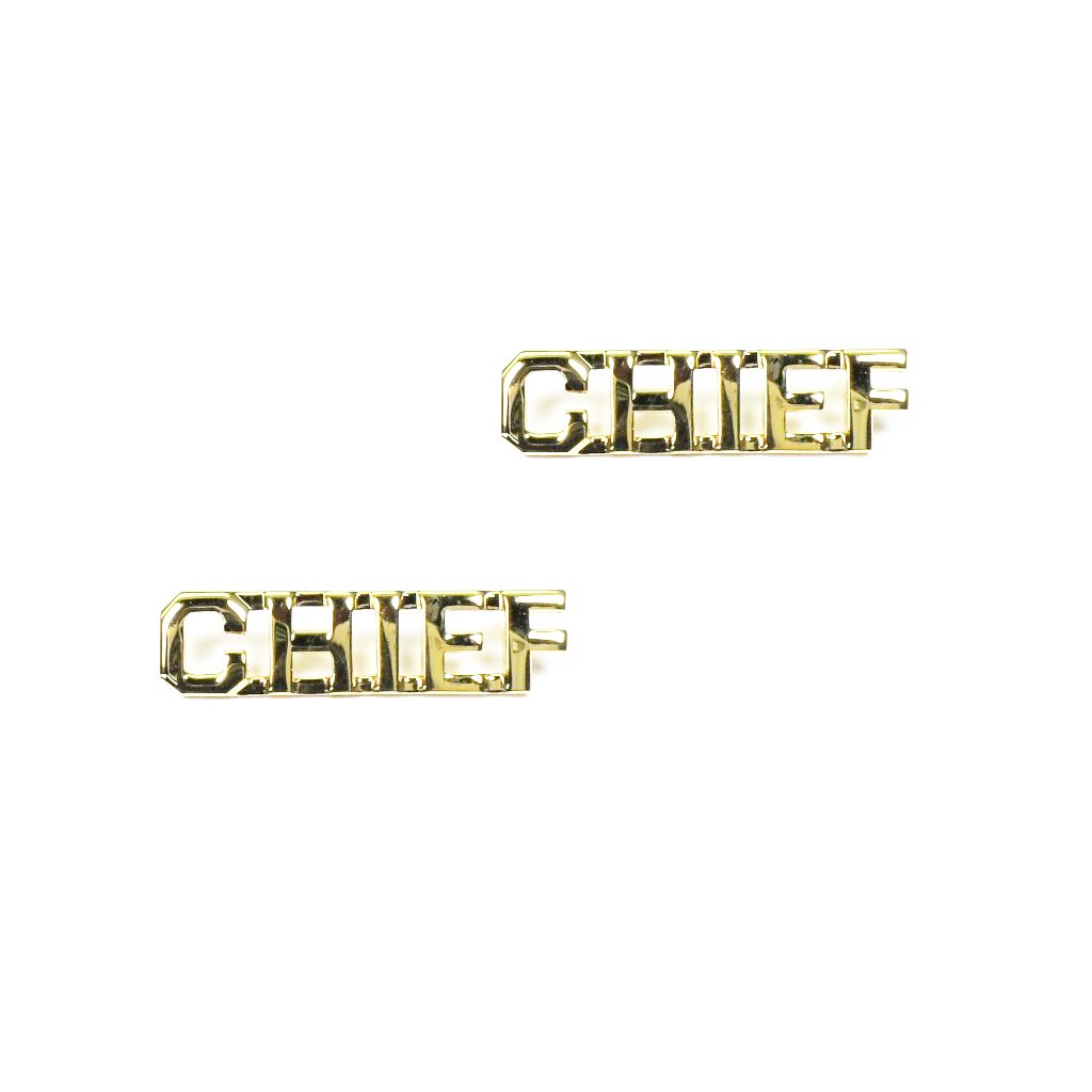Police CHIEF Letters Pin 1-4" Gold Pair - Insignia Depot
