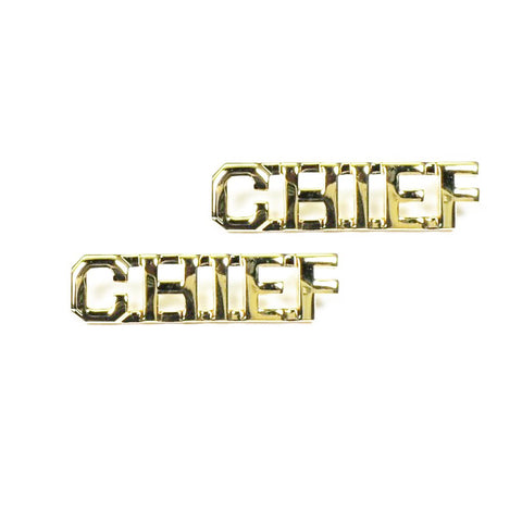 Police CHIEF Letters Pin 3-8" Gold Pair - Insignia Depot