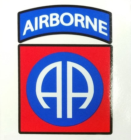 82nd Airborne Reverse Window Vinyl Decal 3.25in x 3.5in - Insignia Depot