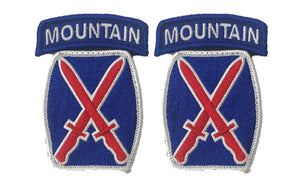 10th Mountain Color Patch with Hook Fastener and Mountain Tab (pair) - Insignia Depot
