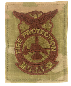 US Air Force Fire Protection OCP Spice Brown Badge with Hook Fastener - Insignia Depot