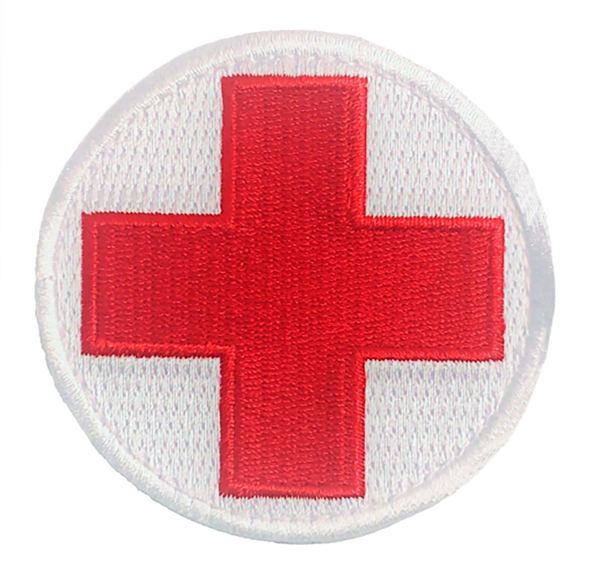 Red Cross with White Background 3” Patch with Hook Fastener (Each)