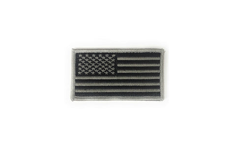 U.S. Flag Regular Black/Silver Patch W/ Hook Fastener - Insignia Depot